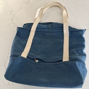 Lo & Sons Catalina Deluxe Canvas Weekender Bag Blue Travel Chic Carry On Staple